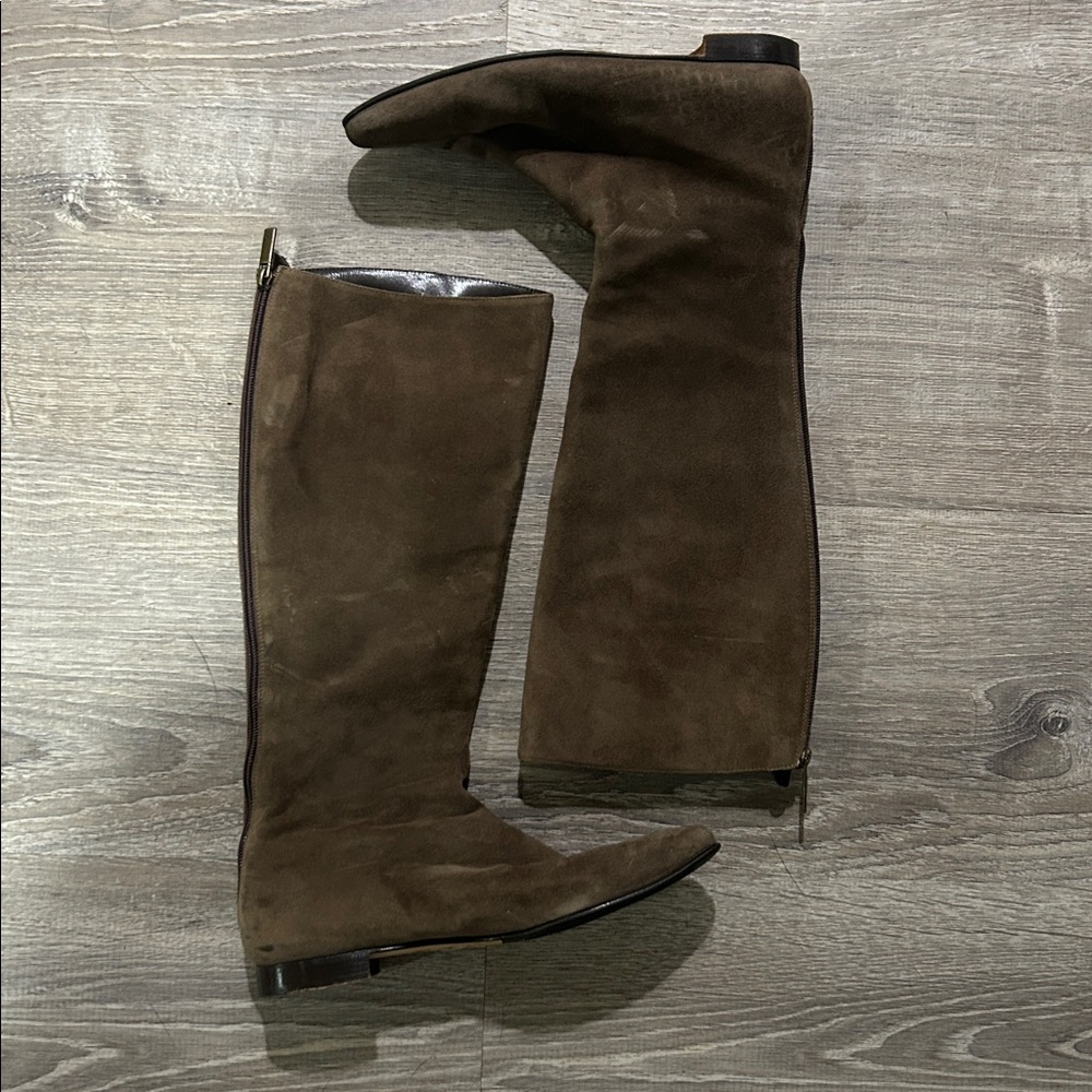 Manolo Blahnik Olive Green Suede Boots